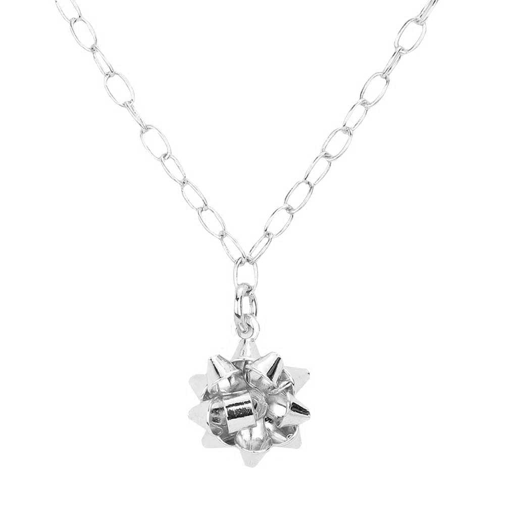 Rhodium Christmas Gift Bow Necklace, get ready to receive appreciation with these beautiful bow Necklaces. Put on a pop of color to complete your ensemble. Beautifully crafted for adding just the right amount of shimmer & shine and a touch of class with trendiness to any occasion and even to special events. Perfect gift for Birthdays, anniversaries, Mother's Day, Valentine's Day, etc for your friends, family, and the person you love the most. Stay beautiful!