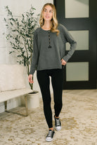 Rooftop View Raglan Sleeve Henley Top - Charming Charlie