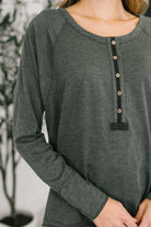 Rooftop View Raglan Sleeve Henley Top - Charming Charlie