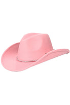 Rose C.C Cowboy Vegan Felt Hat is made with high-quality materials and features a fashionable Rhinestone String Trim Band. Stay stylish and cruelty-free with this must-have accessory.