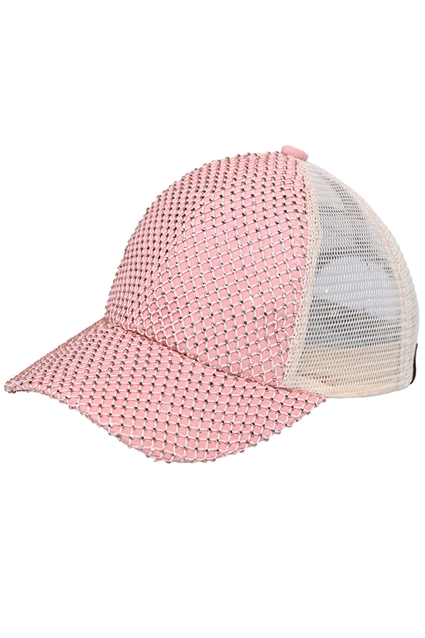 Rose C.C Rhinestone Net Baseball Cap combines fashion and function with its trendy design and durable construction. Featuring sparkling rhinestones and a breathable net design, this cap is the perfect accessory for any outdoor activity. Made with high-quality materials, it offers both style and comfort for all-day wear.