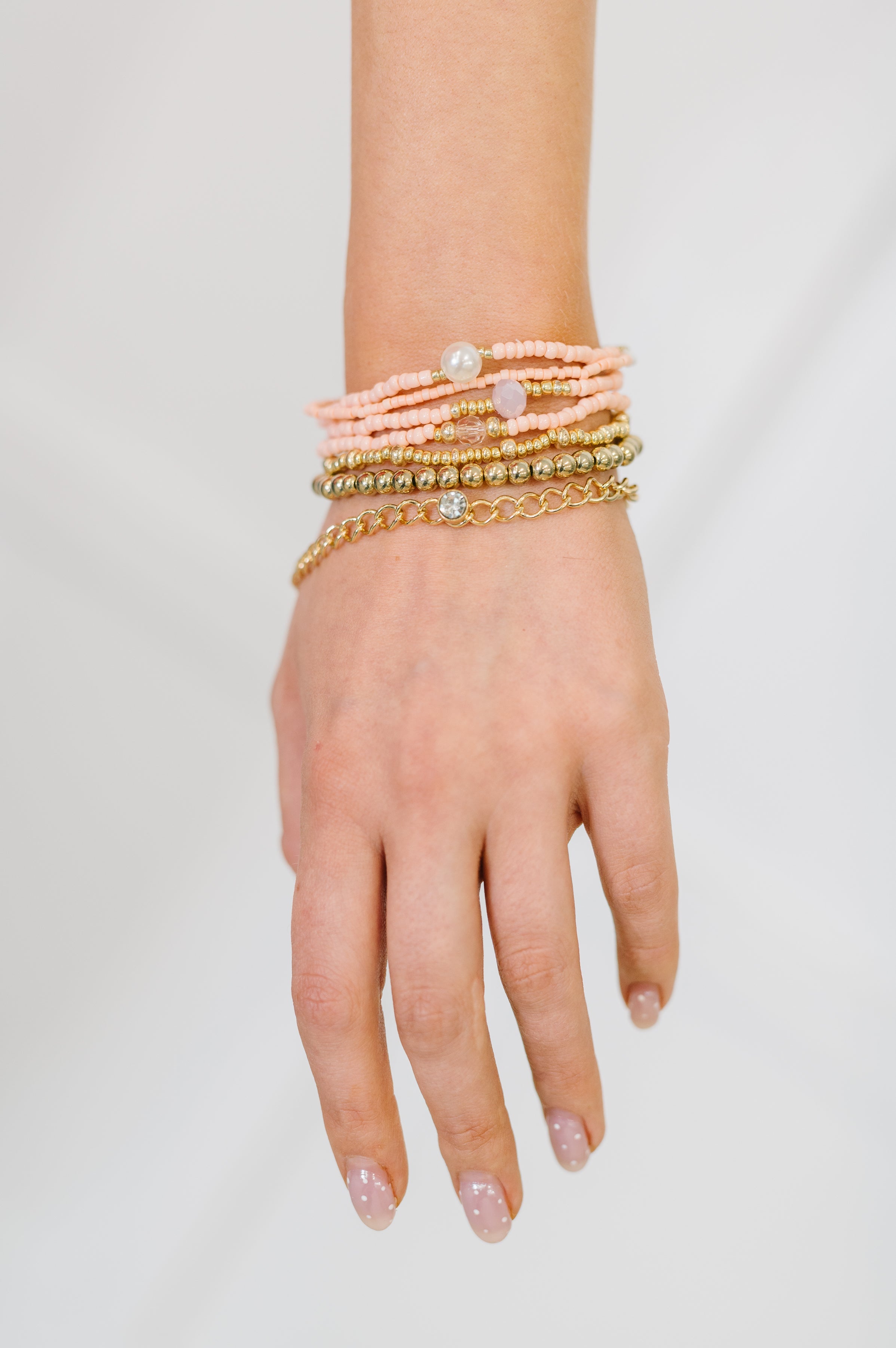 Rose & Radiance Bracelet Set in Pink and Gold - Charming Charlie
