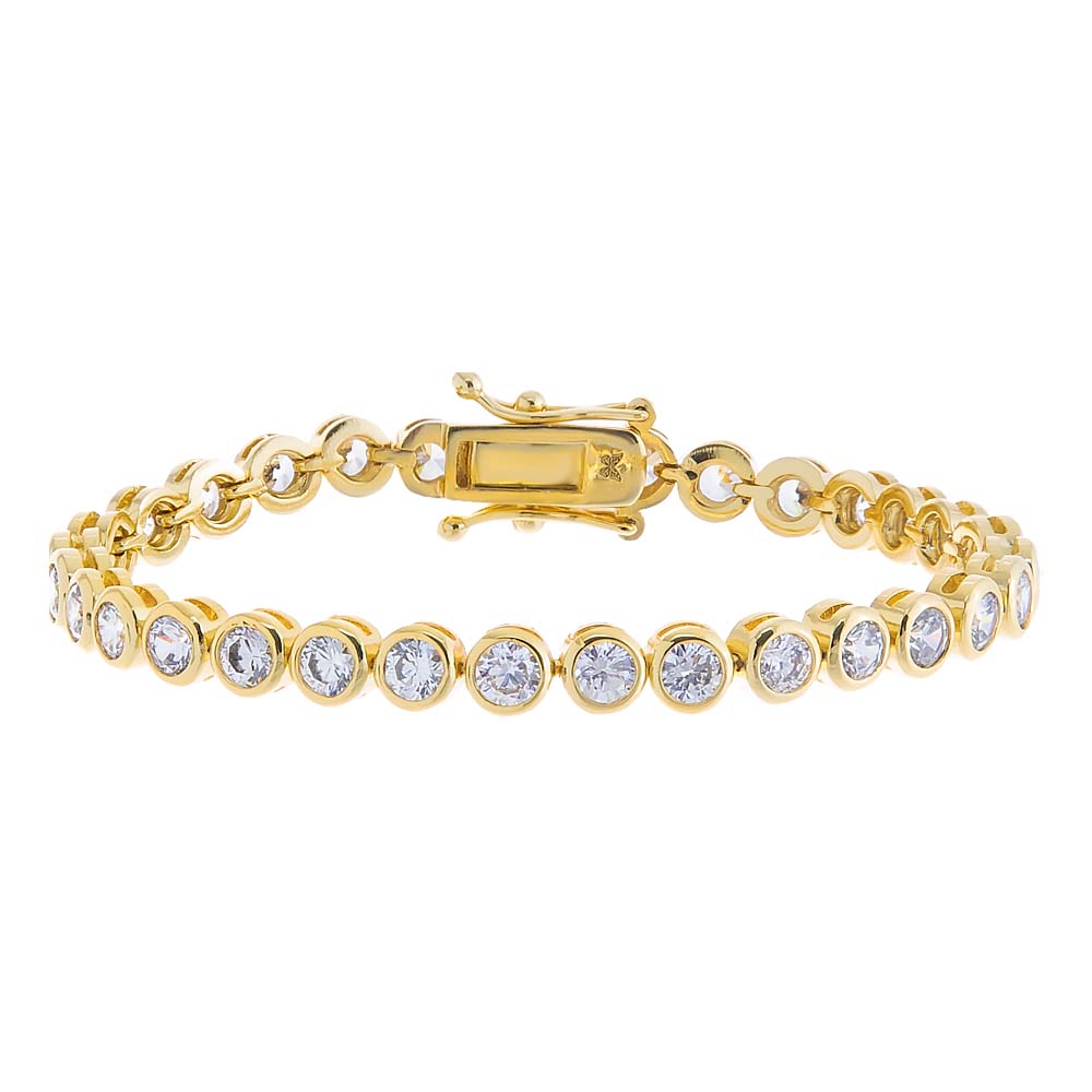 Gold / 6.5" / 4MM Bezel Tennis Bracelet - Adina's Jewels