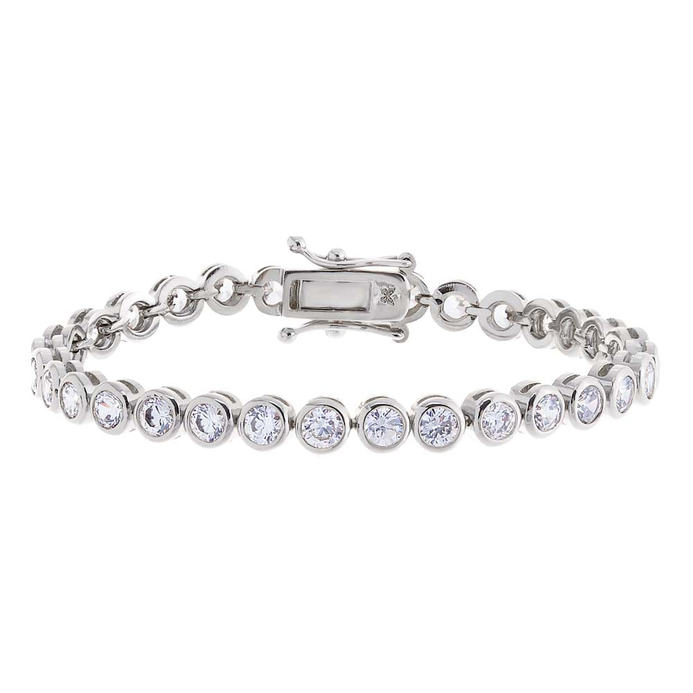 Silver / 6.5" / 4MM Bezel Tennis Bracelet - Adina's Jewels