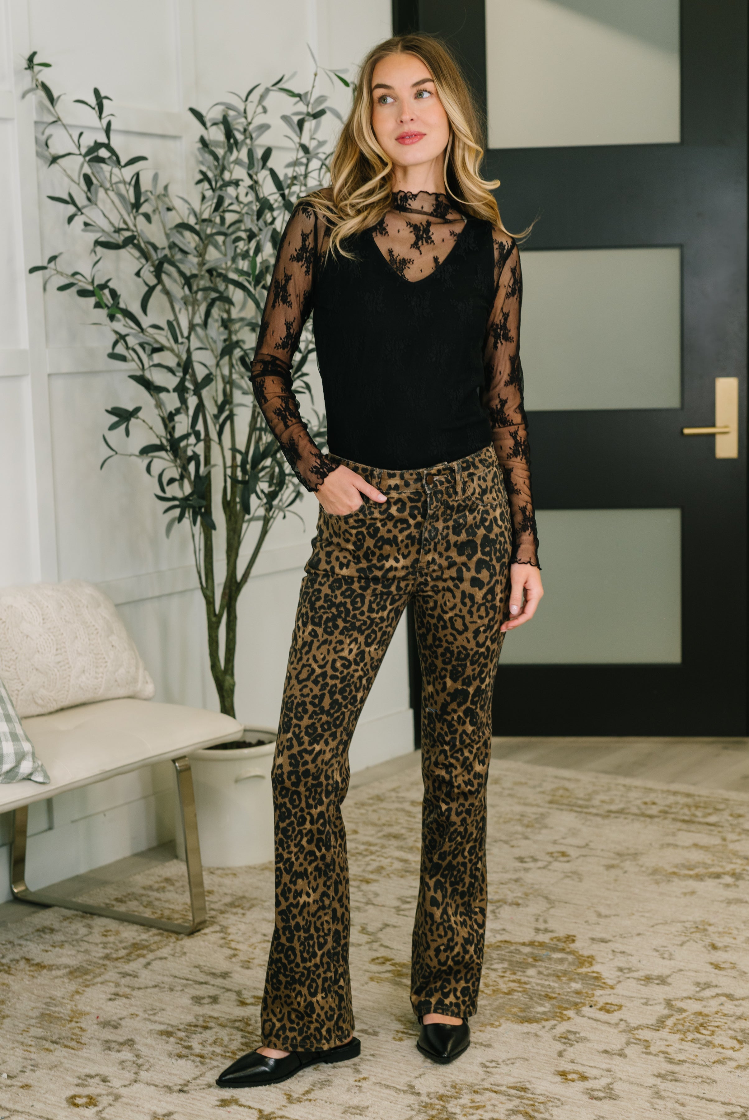 Roxy High Waist Bootcut Leopard Print - Charming Charlie