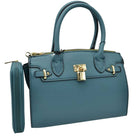 Royal Blue Elegant 2 In 1 Women's Medium Top Handle Satchel Totes Handbag with Wallet, 2 in 1 satchel handbag with matching wallet, is perfect to accompany you to work or go shopping. With this top handle, you can wear the bag elegantly on the shoulder. The large main compartment gives a lot of storage space, so you can place all purchases but also valuables and documents in it. The fashionable pattern of the shoulder bag also go well with chic business looks as well as casual everyday styling.