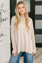 Running Late Hooded Long Sleeve in Beige - Charming Charlie