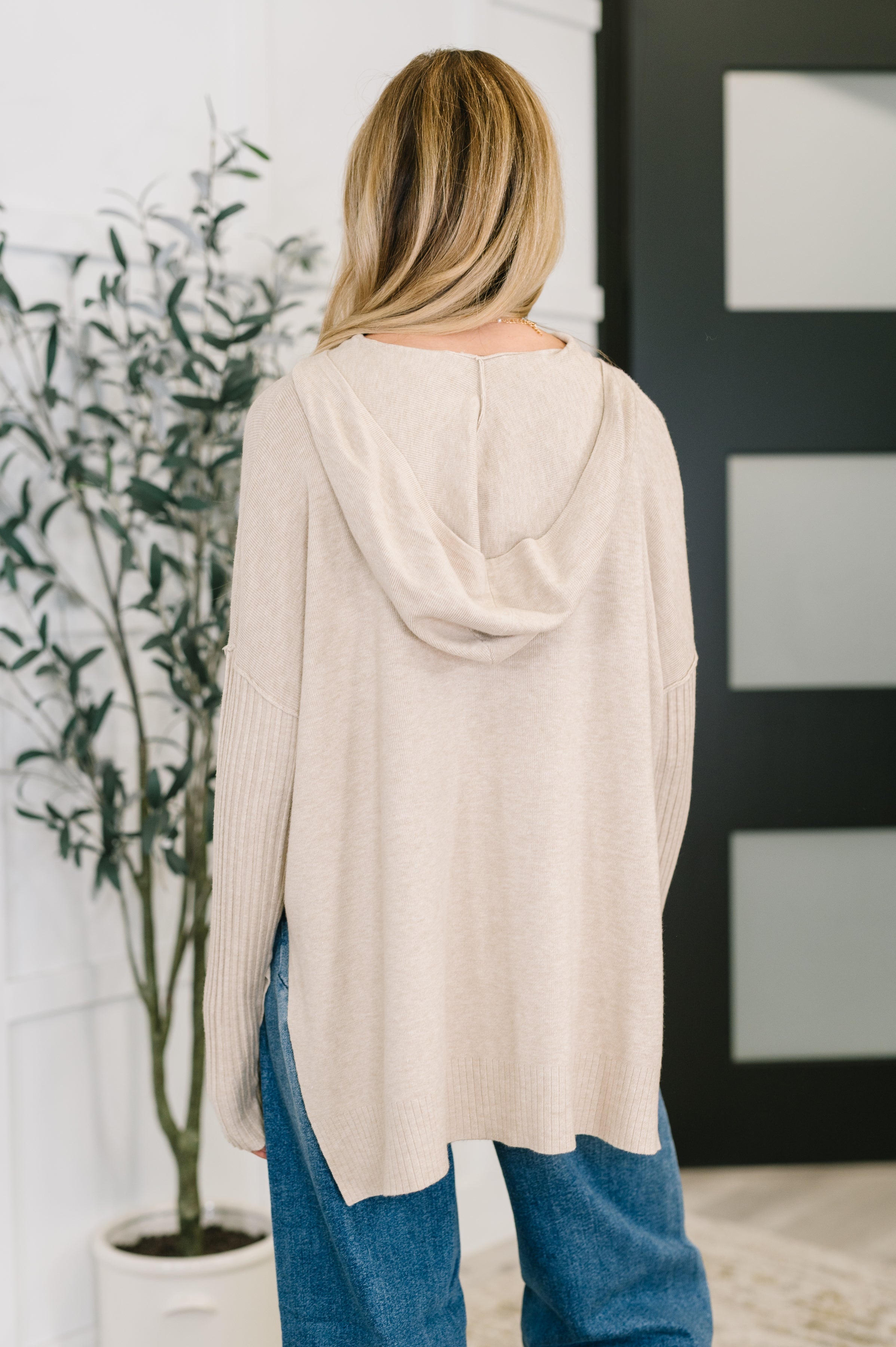 Running Late Hooded Long Sleeve in Beige - Charming Charlie