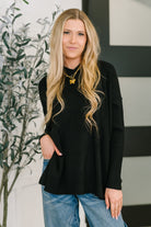 Running Late Hooded Long Sleeve in Black - Charming Charlie