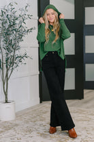 Running Late Hooded Long Sleeve in Dark Green - Charming Charlie