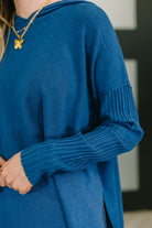 Running Late Hooded Long Sleeve in Light Navy - Charming Charlie