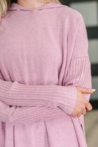 Running Late Hooded Long Sleeve in Mauve - Charming Charlie