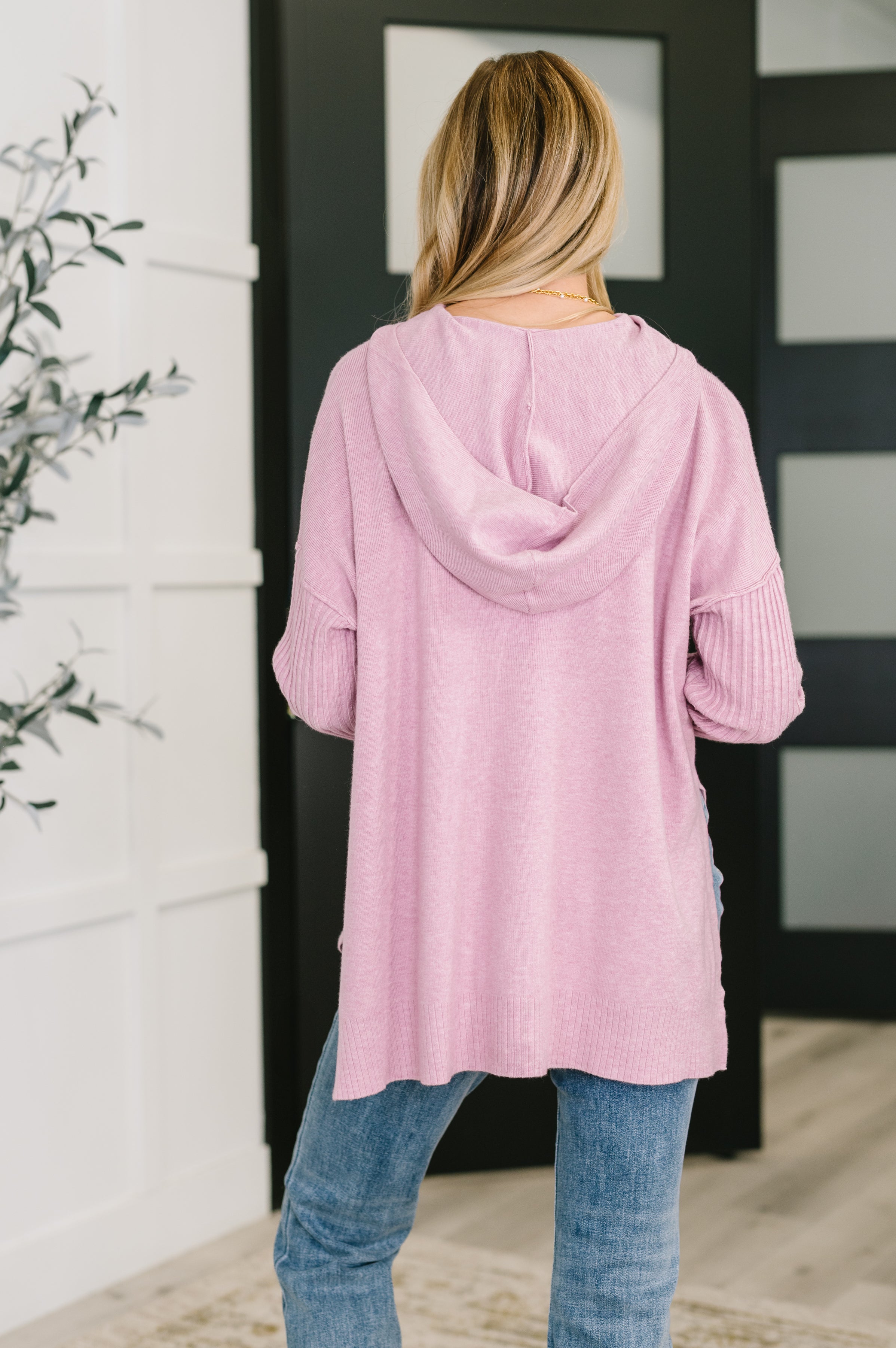 Running Late Hooded Long Sleeve in Mauve - Charming Charlie