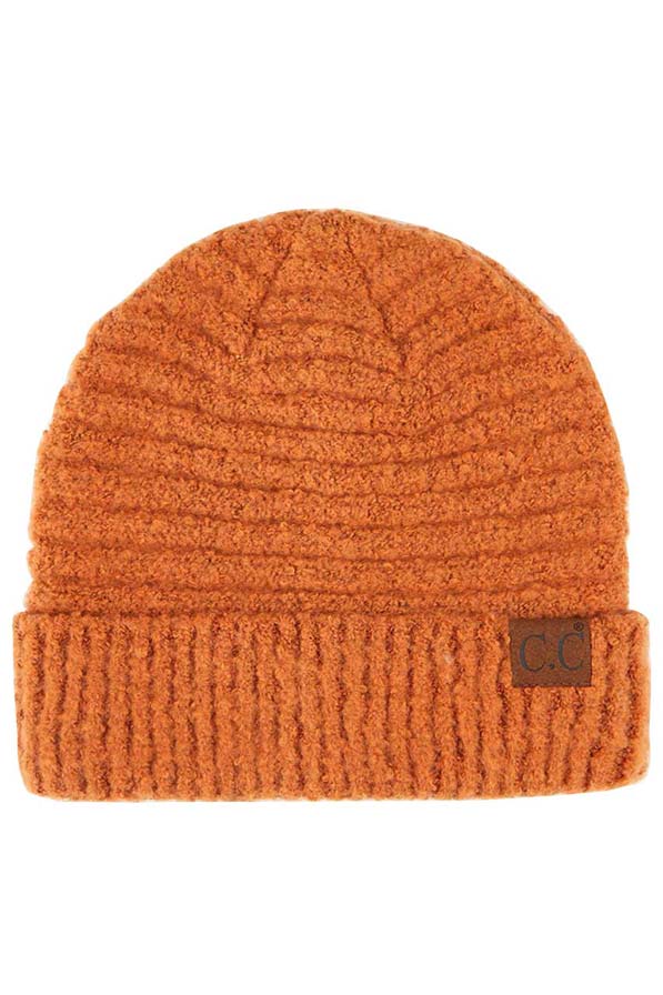 Rust C C Solid Boucle Yarn Beanie Hat with Cuff, wear this beautiful Beanie Hat while going outdoor and keep yourself warm and stylish with a unique look. The color variation makes the Hat suitable for everyone's choice with different outfits. It feels cozy and a perfect match with any type of outfit. It's a beautiful winter gift accessory for birthdays, Christmas, stocking stuffers, secret Santa, holidays, anniversaries, and valentine's day to your friends, family, and Loved Ones. 