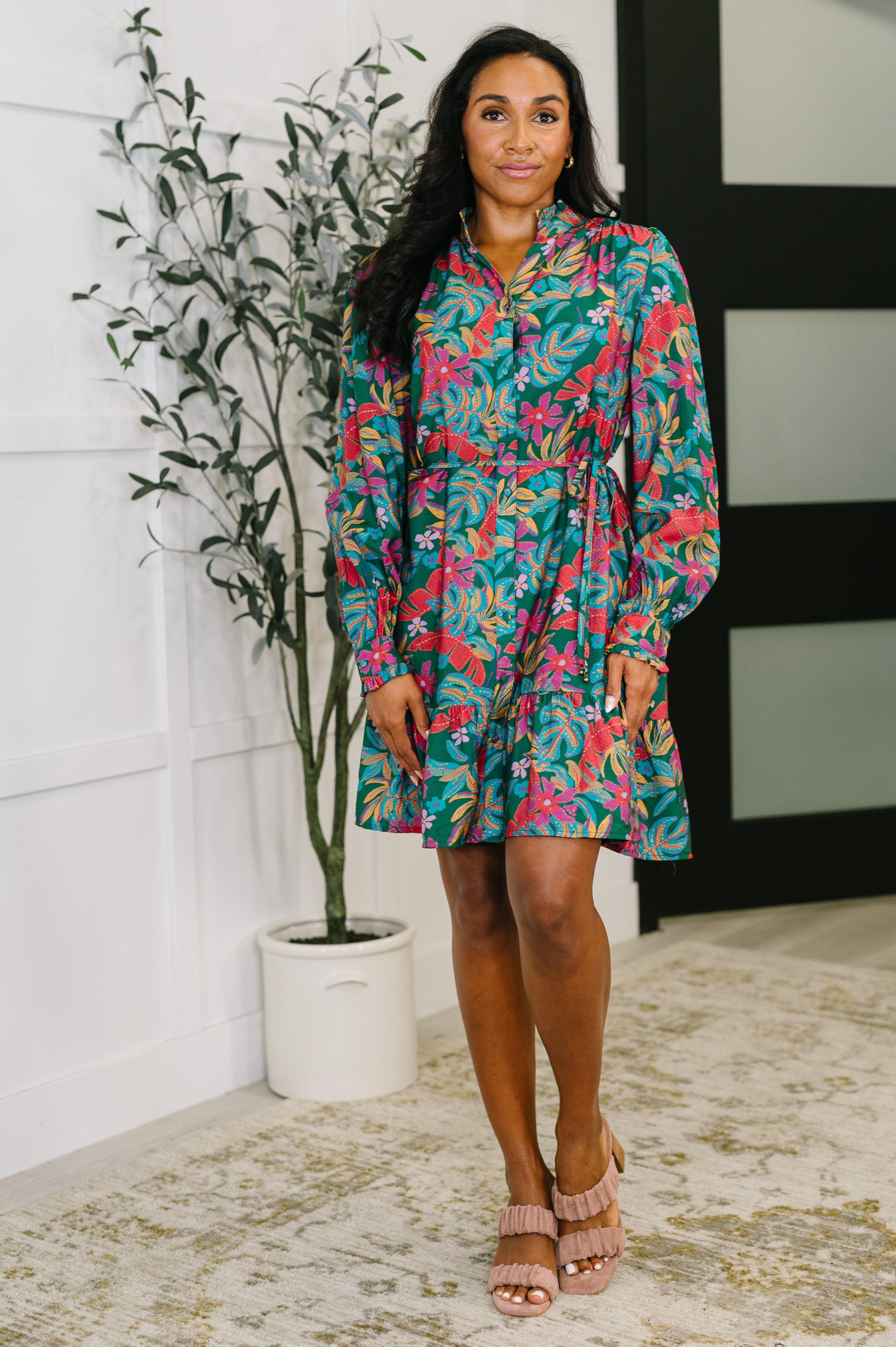 Rustic Retreat Long Sleeve Dress - Charming Charlie
