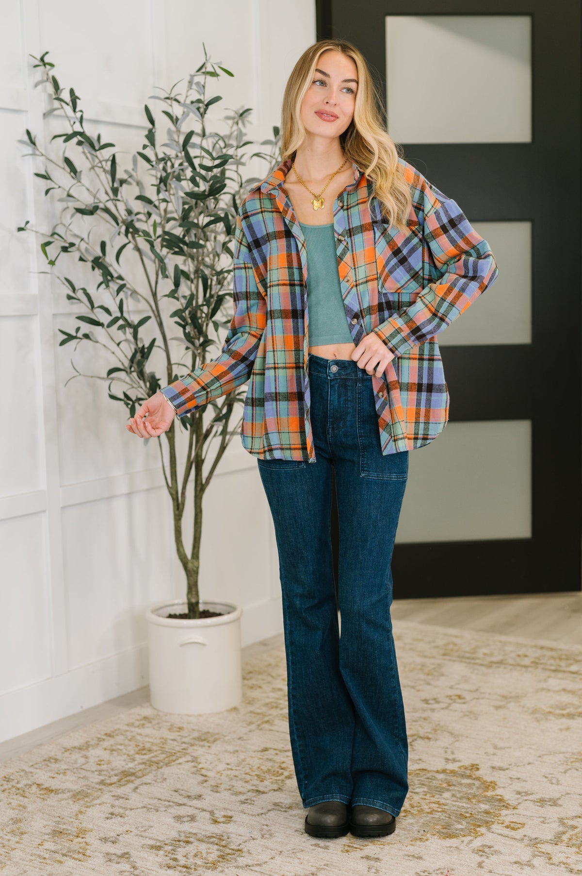 Rustic Rhythm Plaid Button Down - Charming Charlie