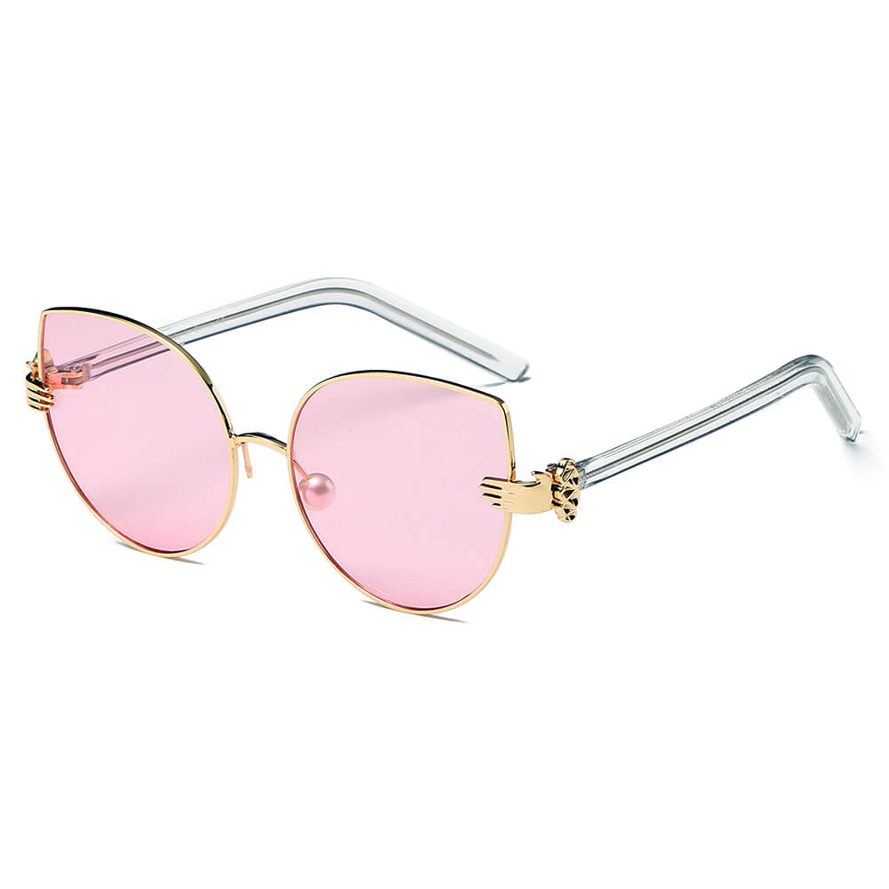 CENTRALIA | S2042 - Women Metal Frame Cat Eye Hands Classic Sunglasses - Cramilo Eyewear - Stylish Trendy Affordable Sunglasses Clear Glasses Eye Wear Fashion