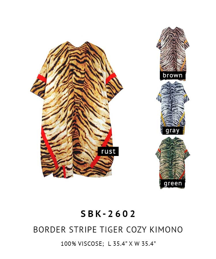 Shop for KW Fashion Border Stripe Tiger Cozy Kimono at doeverythinginloveny.com wholesale fashion accessories