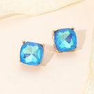 Madeline Love Blue Square Cushion Stud Earrings