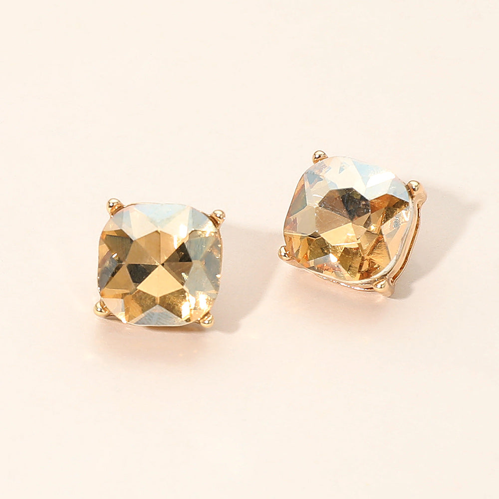 Madeline Love Champagne Square Cushion Stud Earrings