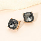 Madeline Love Black Diamond, Gold Square Cushion Stud Earrings