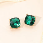 Madeline Love Emerald, Gold Square Cushion Stud Earrings
