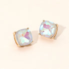 Madeline Love Gold, Gray Square Cushion Stud Earrings