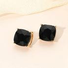 Madeline Love Gold, Jet Black Square Cushion Stud Earrings