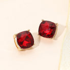 Madeline Love Gold, Siam Square Cushion Stud Earrings