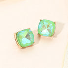 Madeline Love AB, Mint Square Cushion Stud Earrings