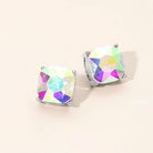 Madeline Love AB, Rhodium Square Cushion Stud Earrings