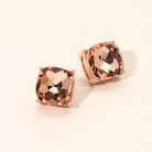 Madeline Love Peach, Rose Gold Square Cushion Stud Earrings