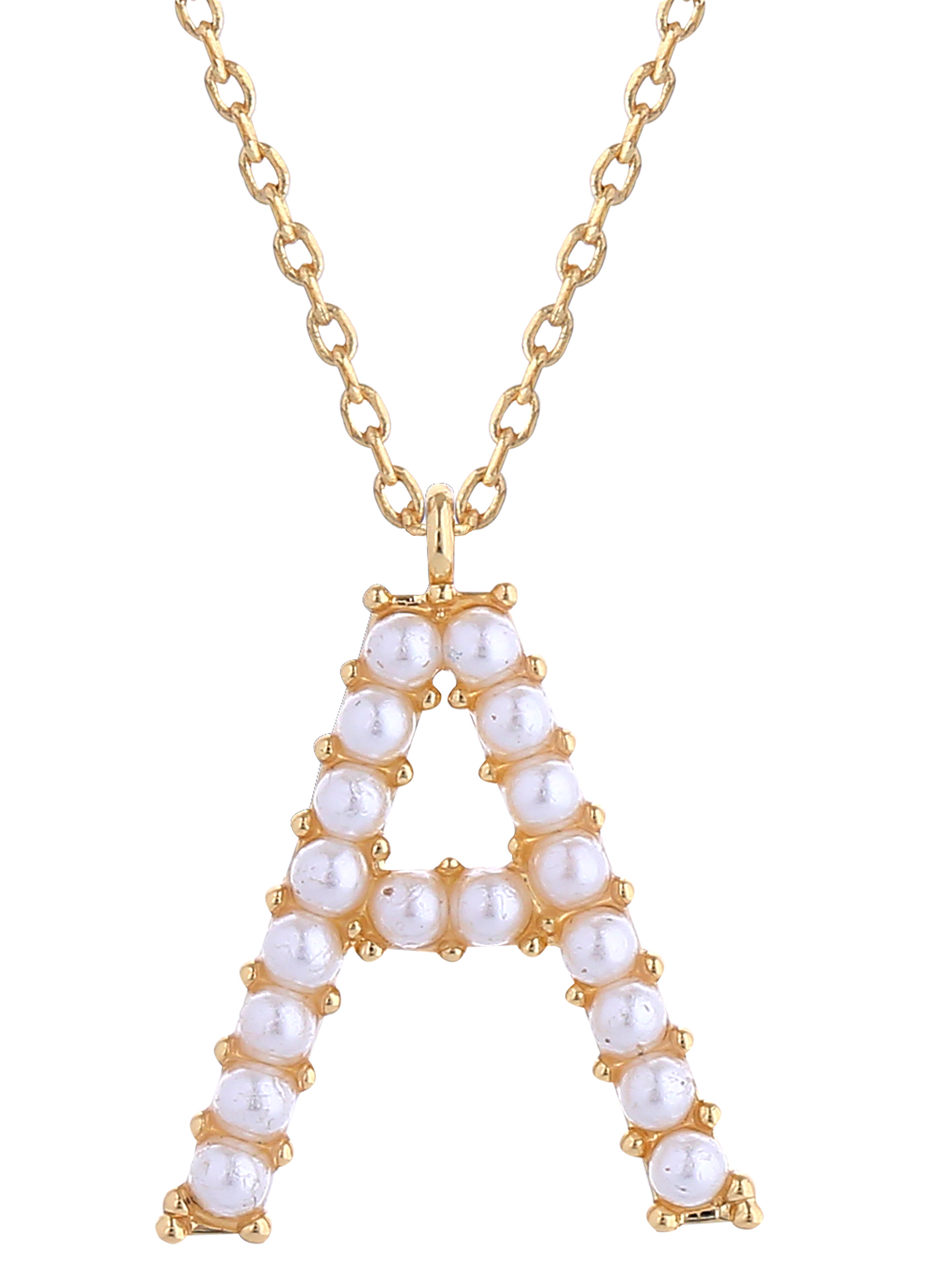 14K Gold Dipped Pearl initial Necklace