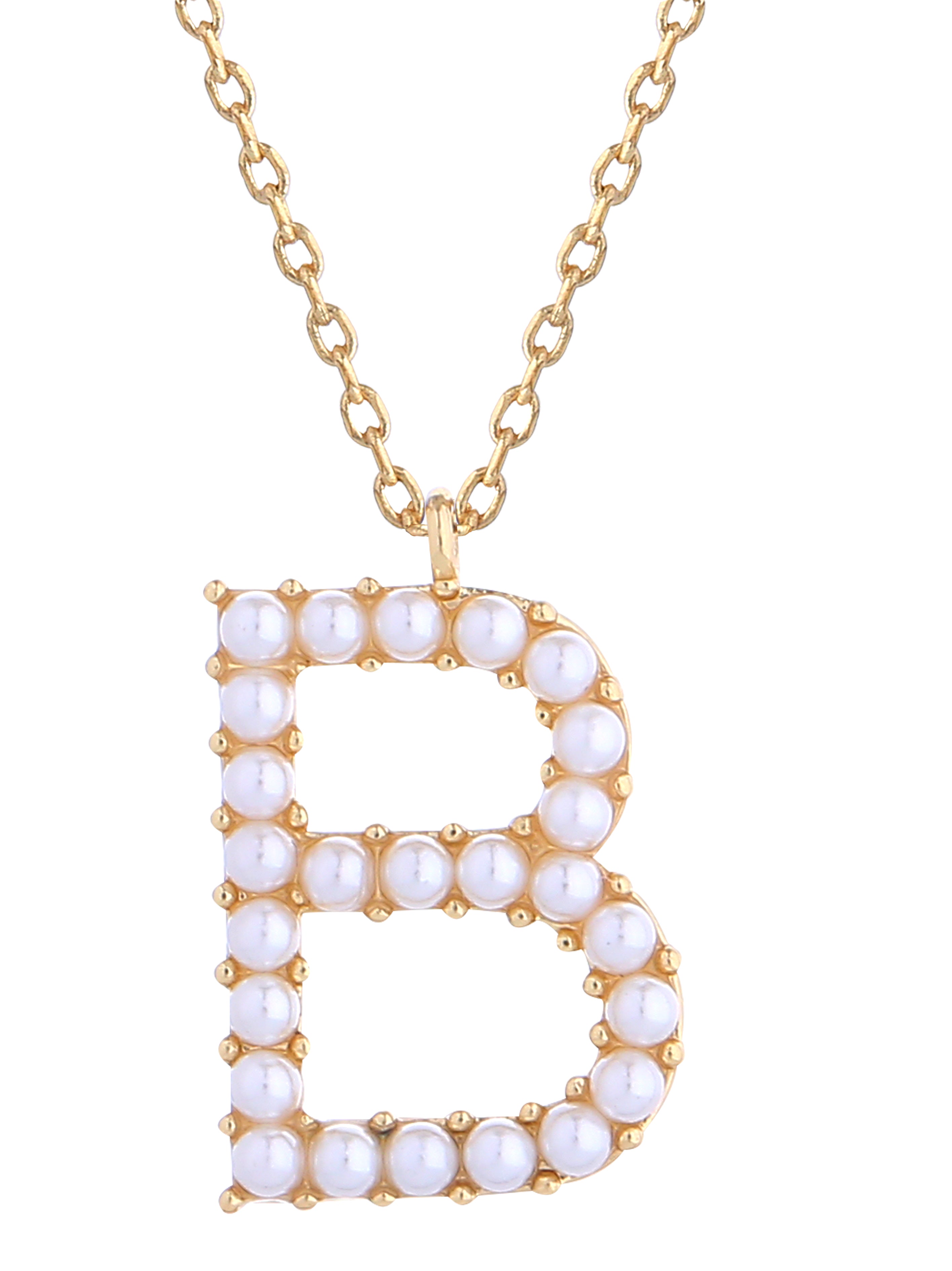 14K Gold Dipped Pearl initial Necklace