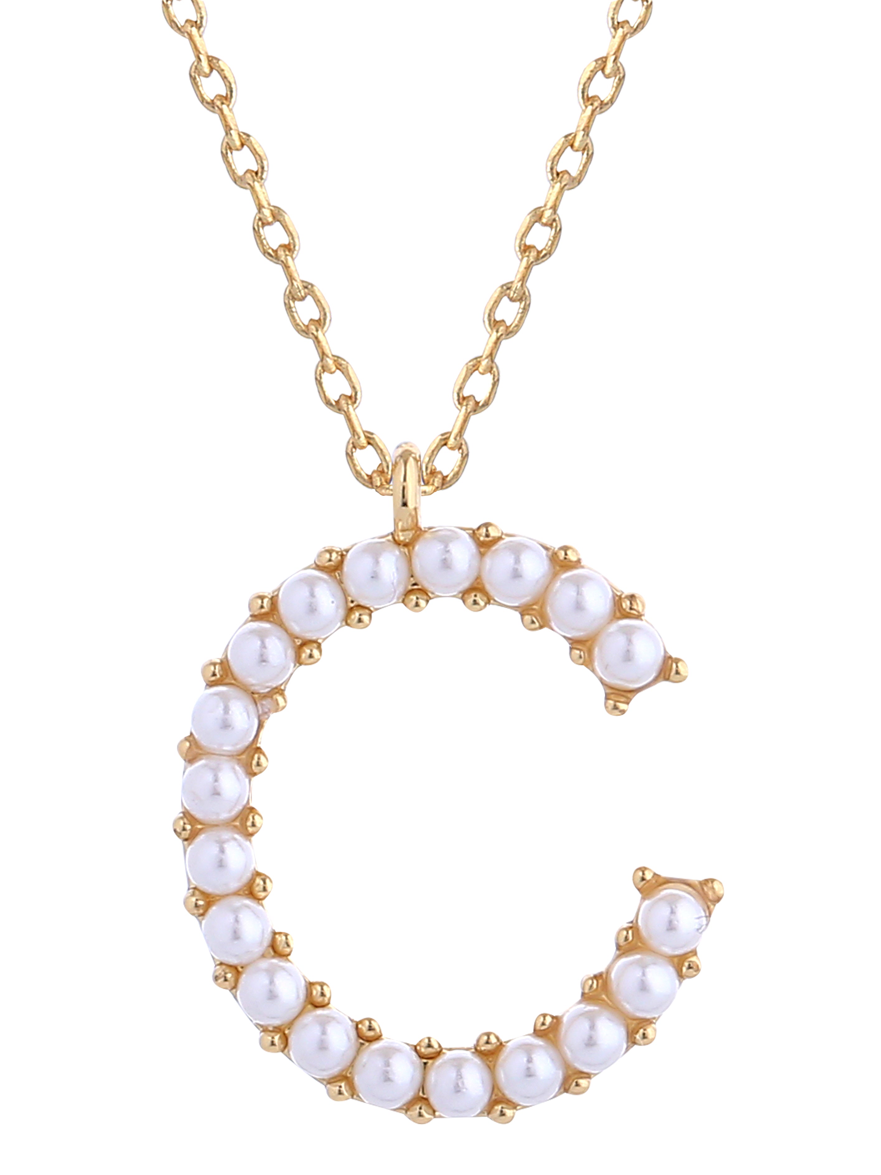 14K Gold Dipped Pearl initial Necklace