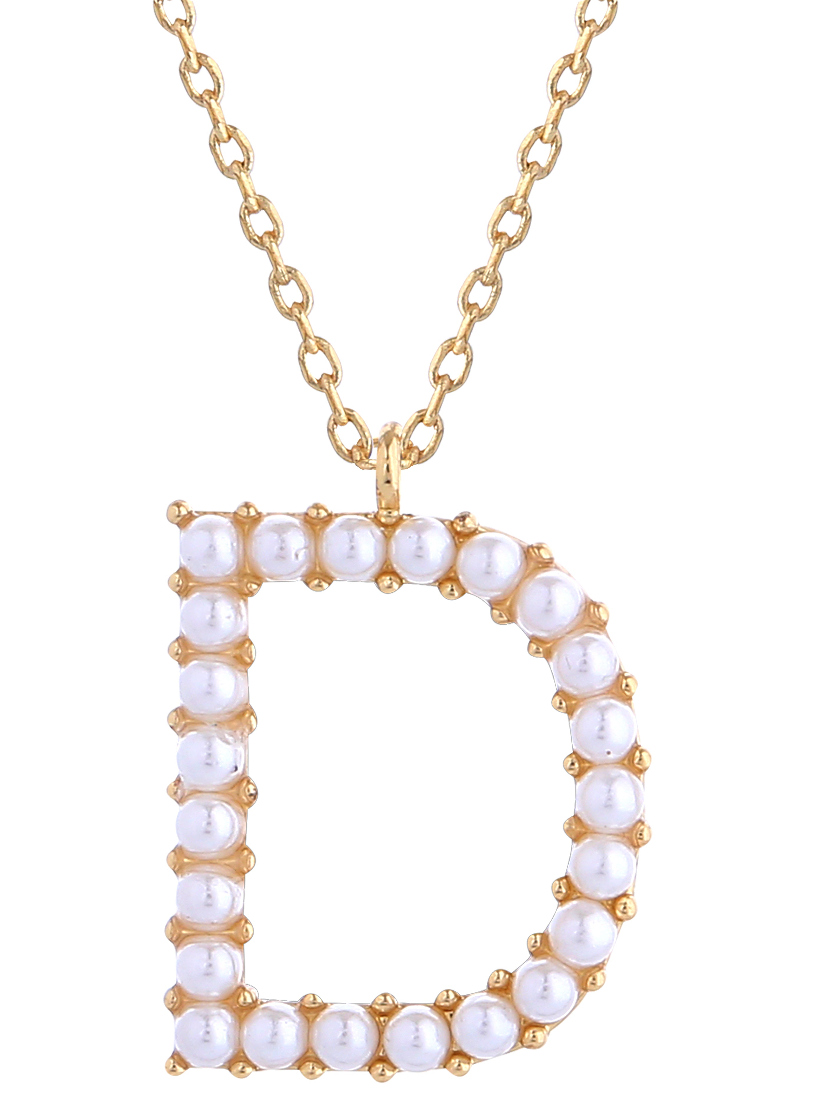 14K Gold Dipped Pearl initial Necklace