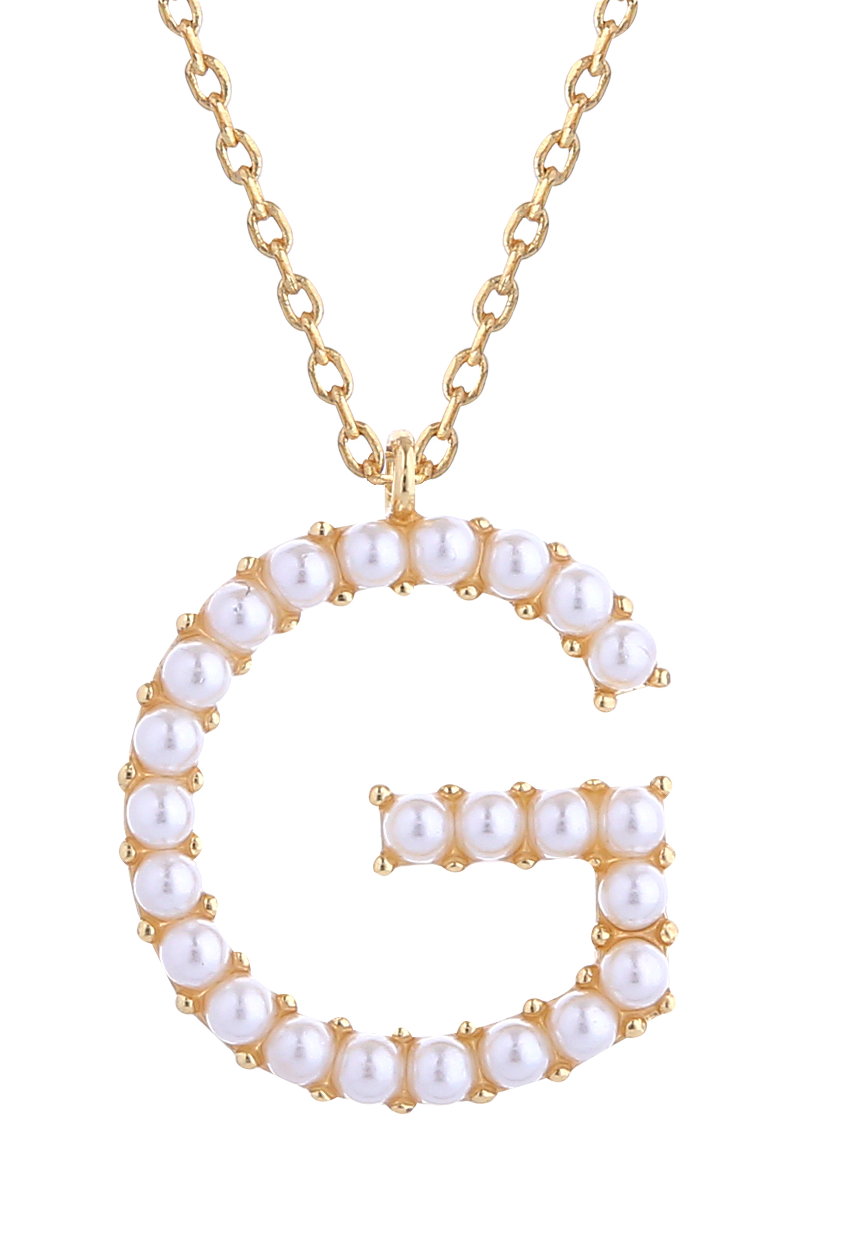 14K Gold Dipped Pearl initial Necklace