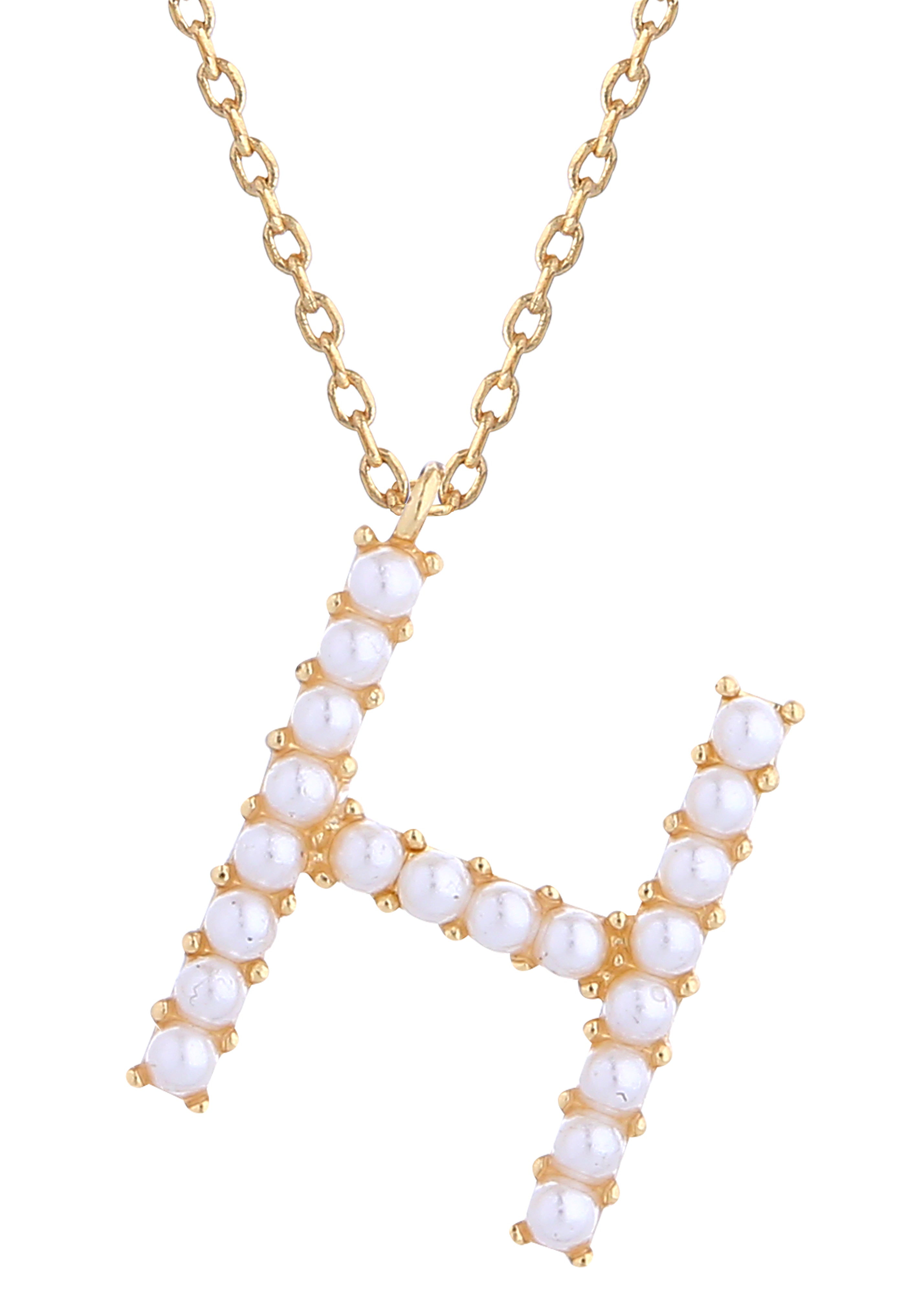 14K Gold Dipped Pearl initial Necklace