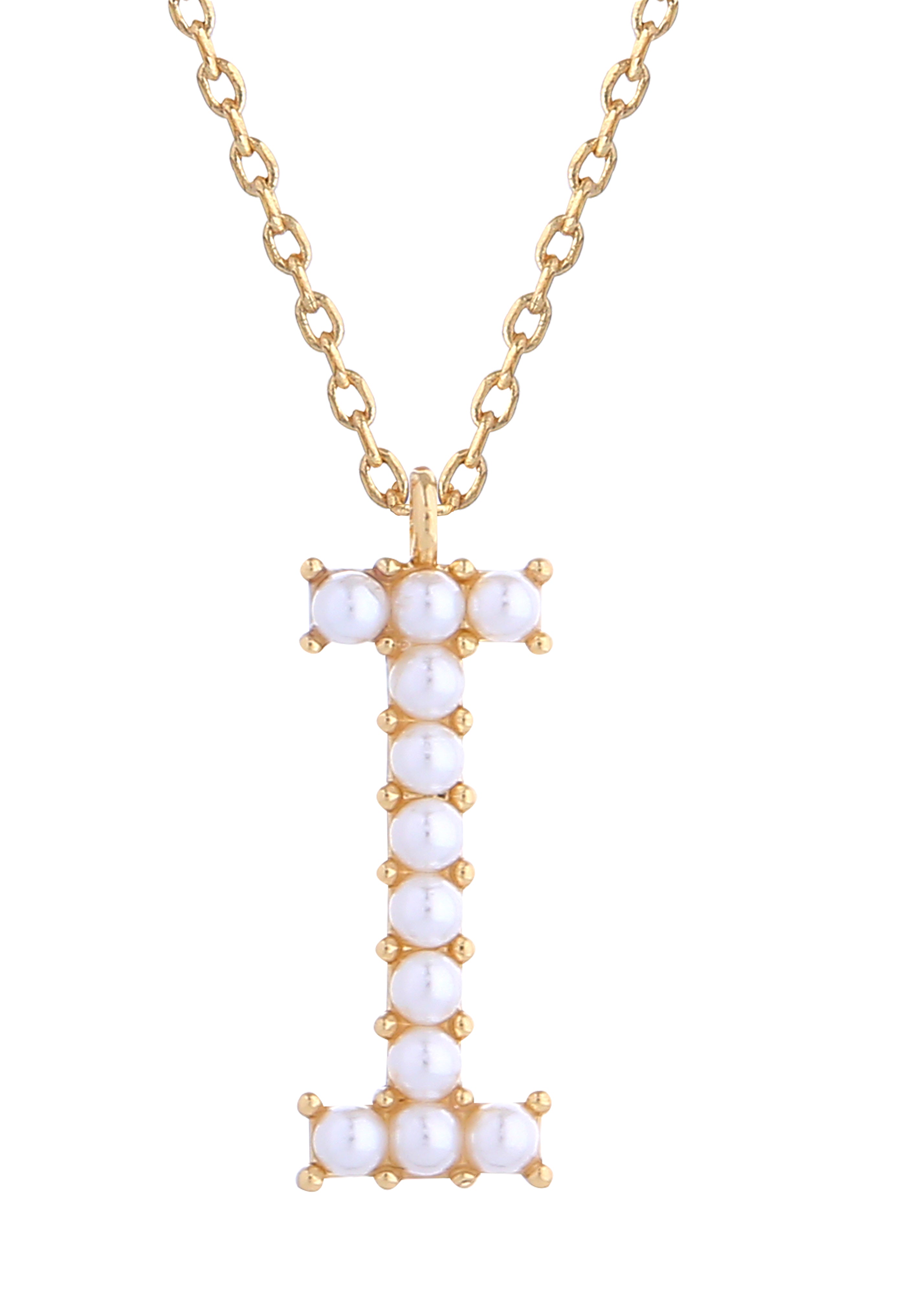 14K Gold Dipped Pearl initial Necklace