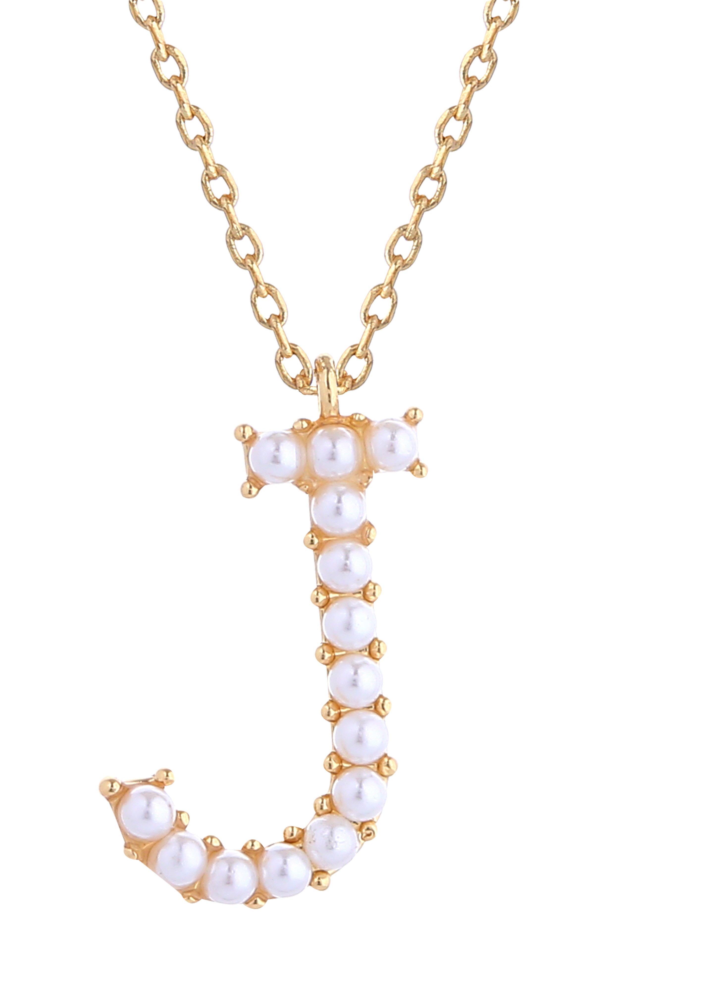 14K Gold Dipped Pearl initial Necklace