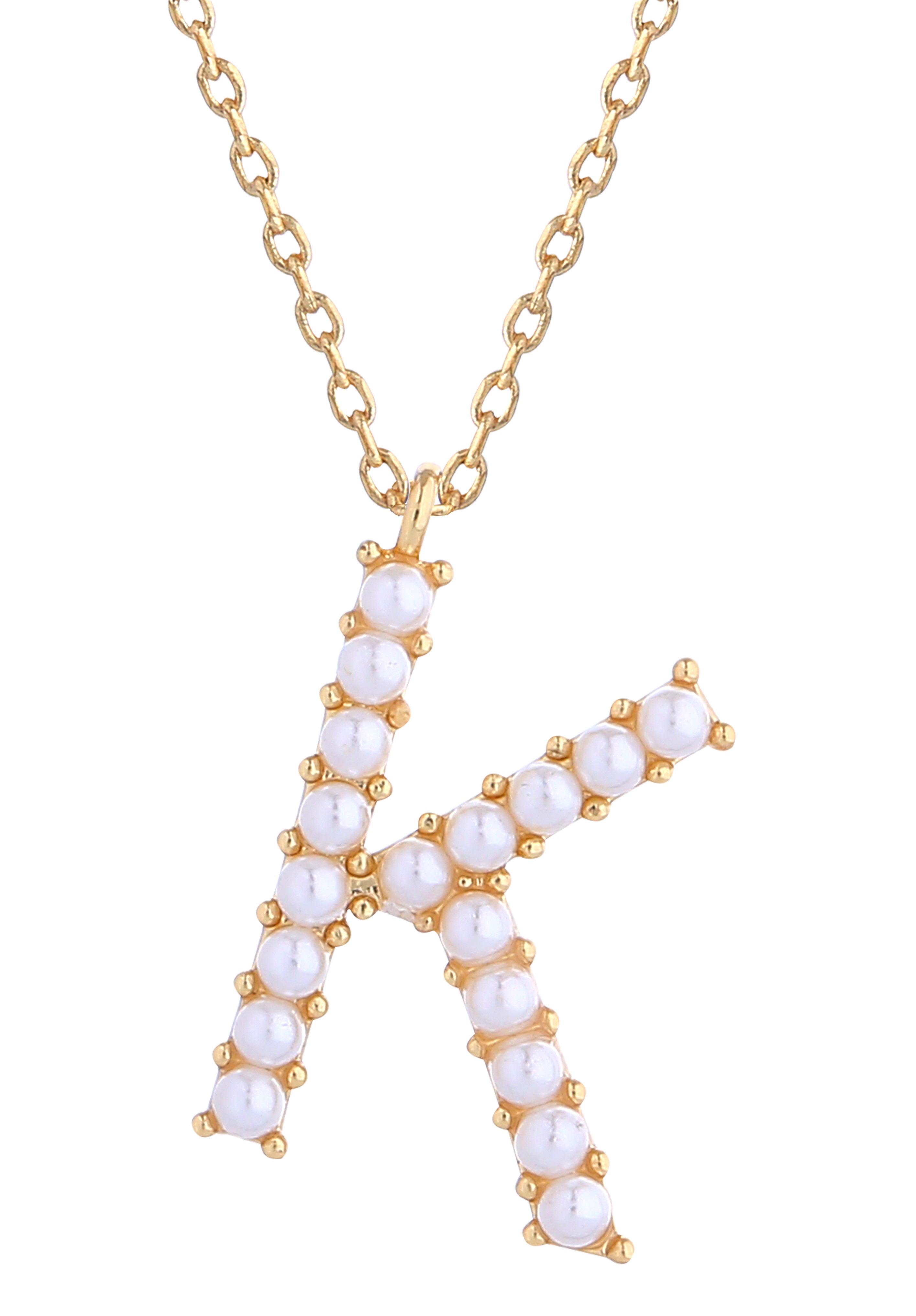 14K Gold Dipped Pearl initial Necklace