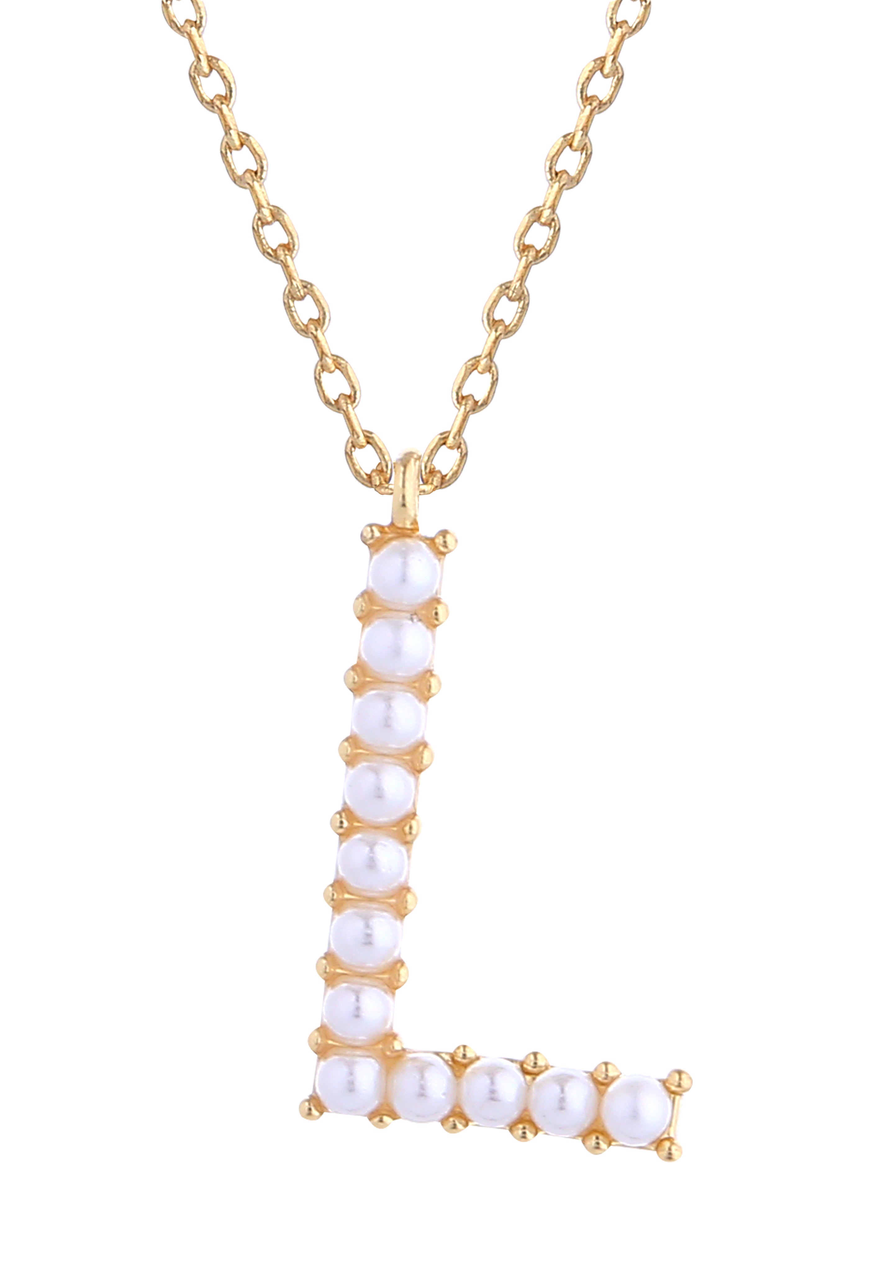 14K Gold Dipped Pearl initial Necklace