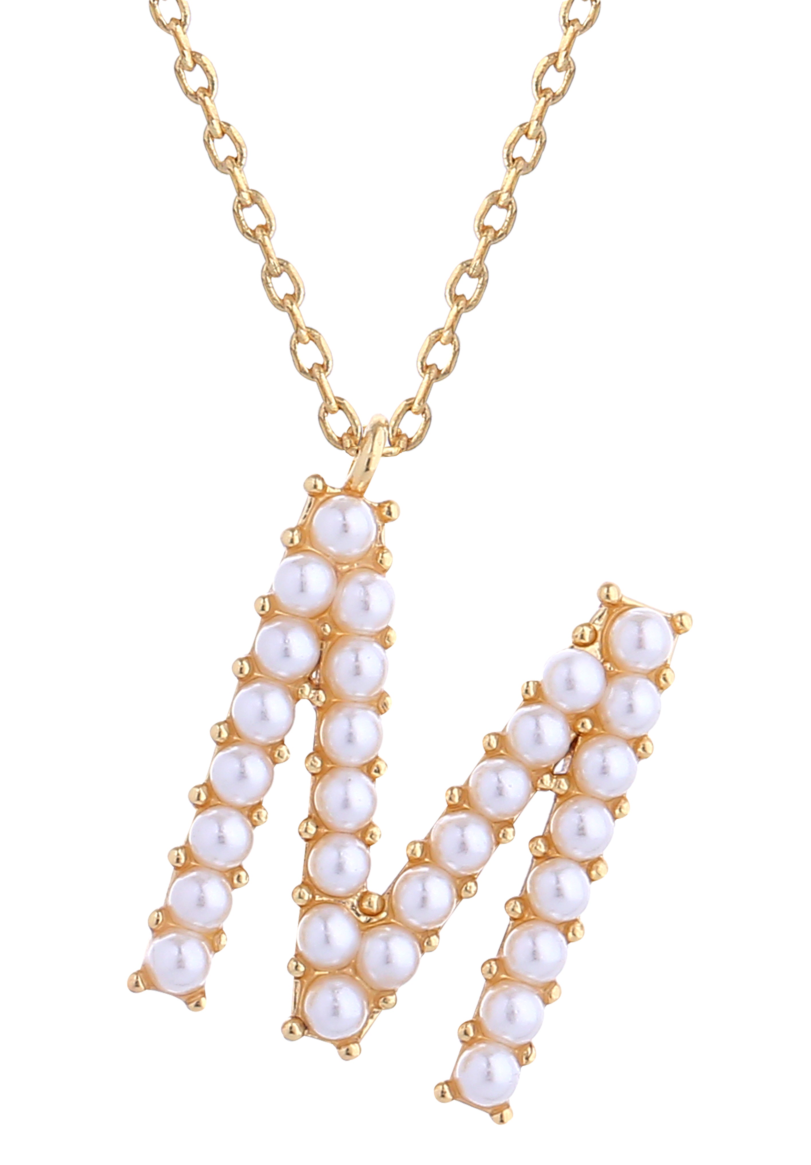 14K Gold Dipped Pearl initial Necklace
