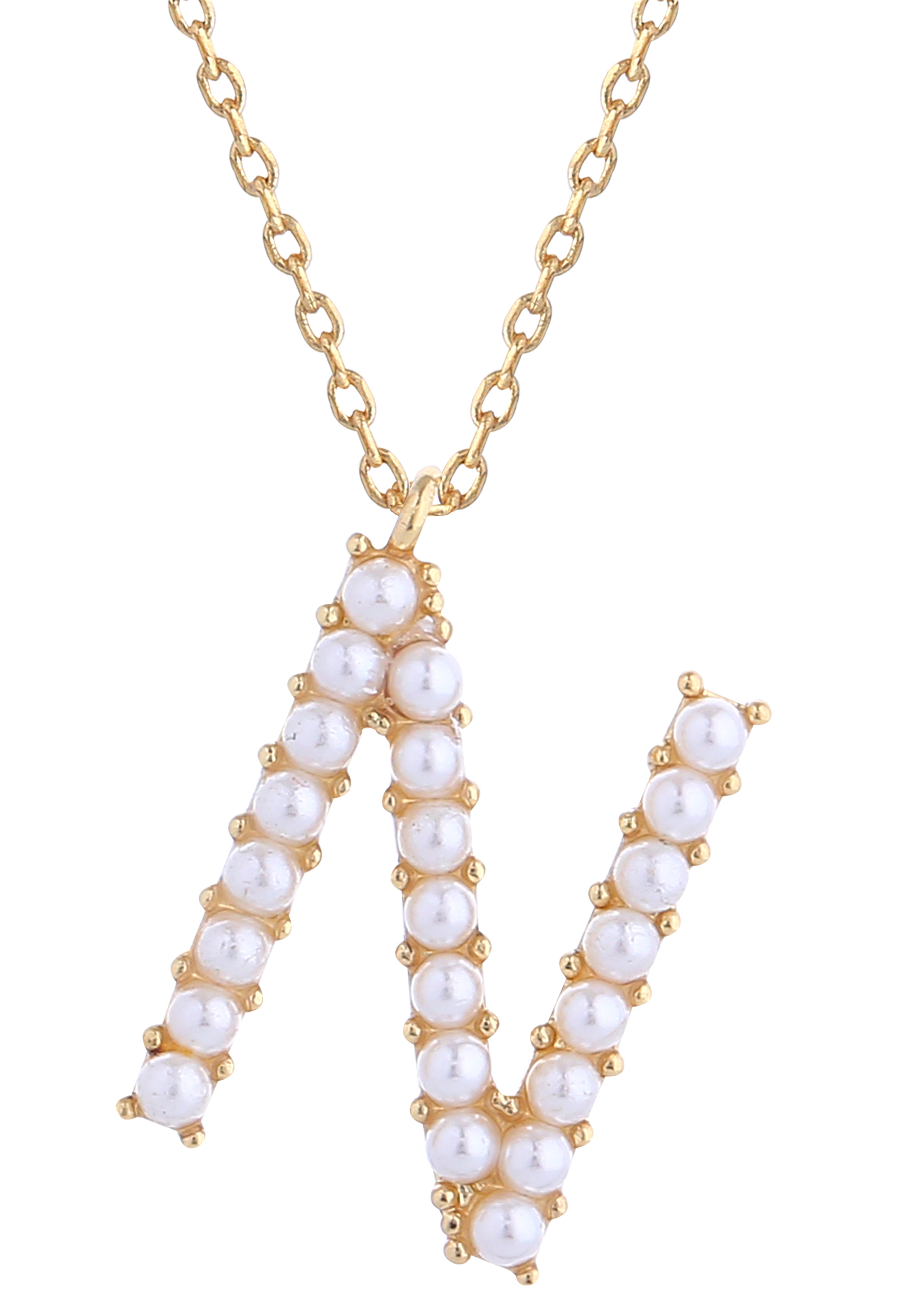 14K Gold Dipped Pearl initial Necklace