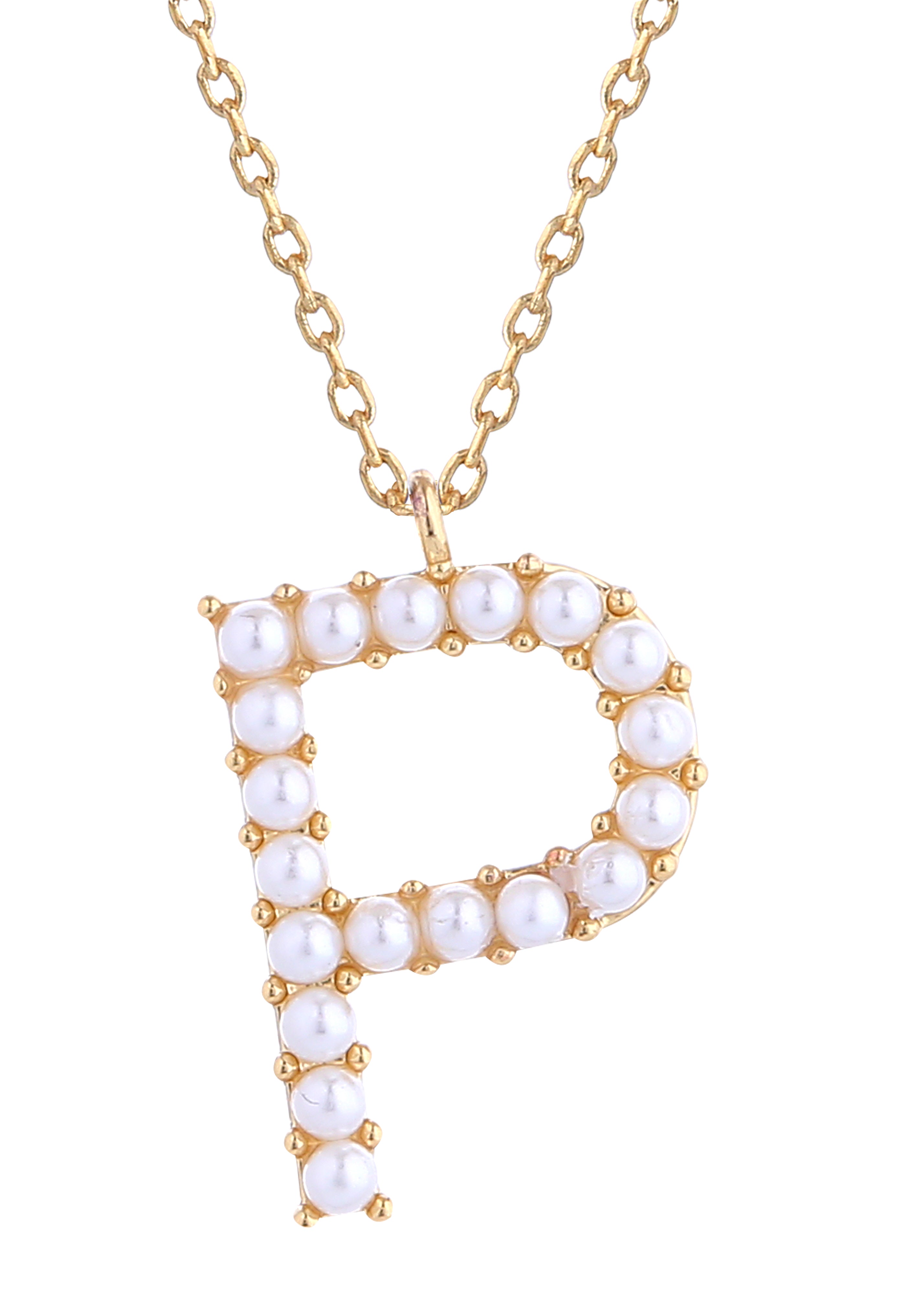 14K Gold Dipped Pearl initial Necklace