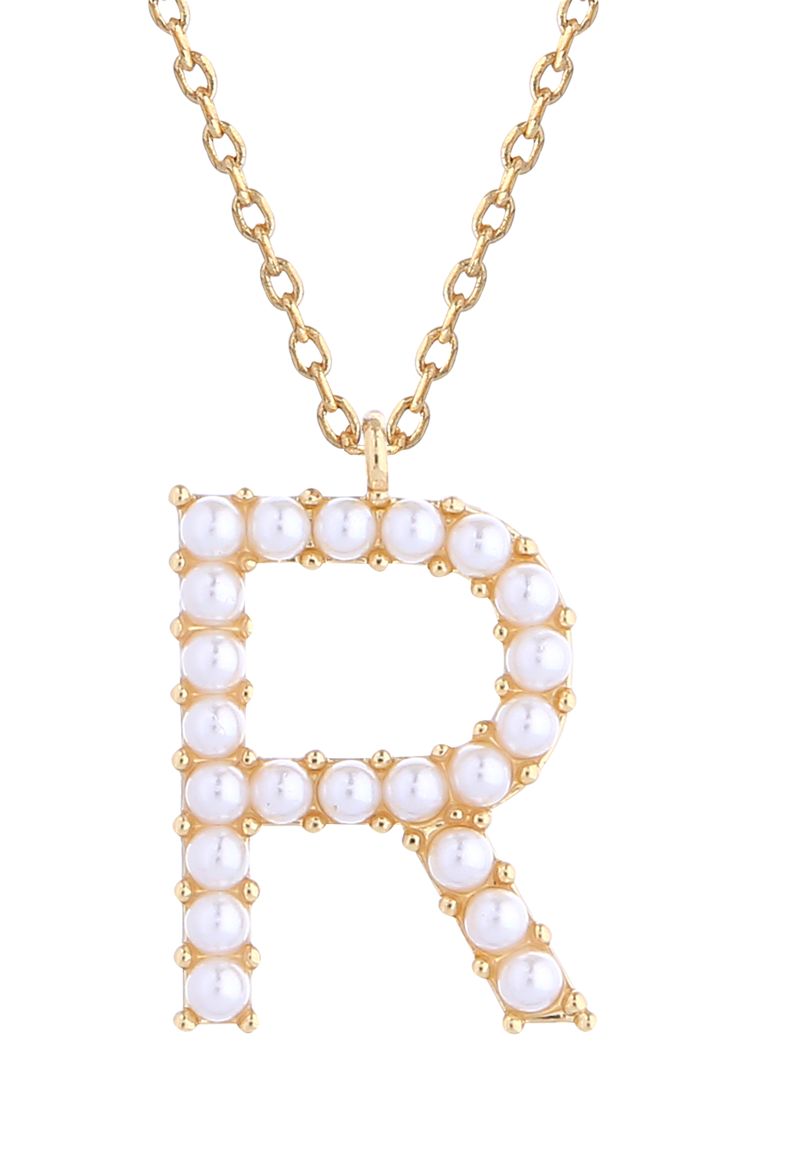 14K Gold Dipped Pearl initial Necklace