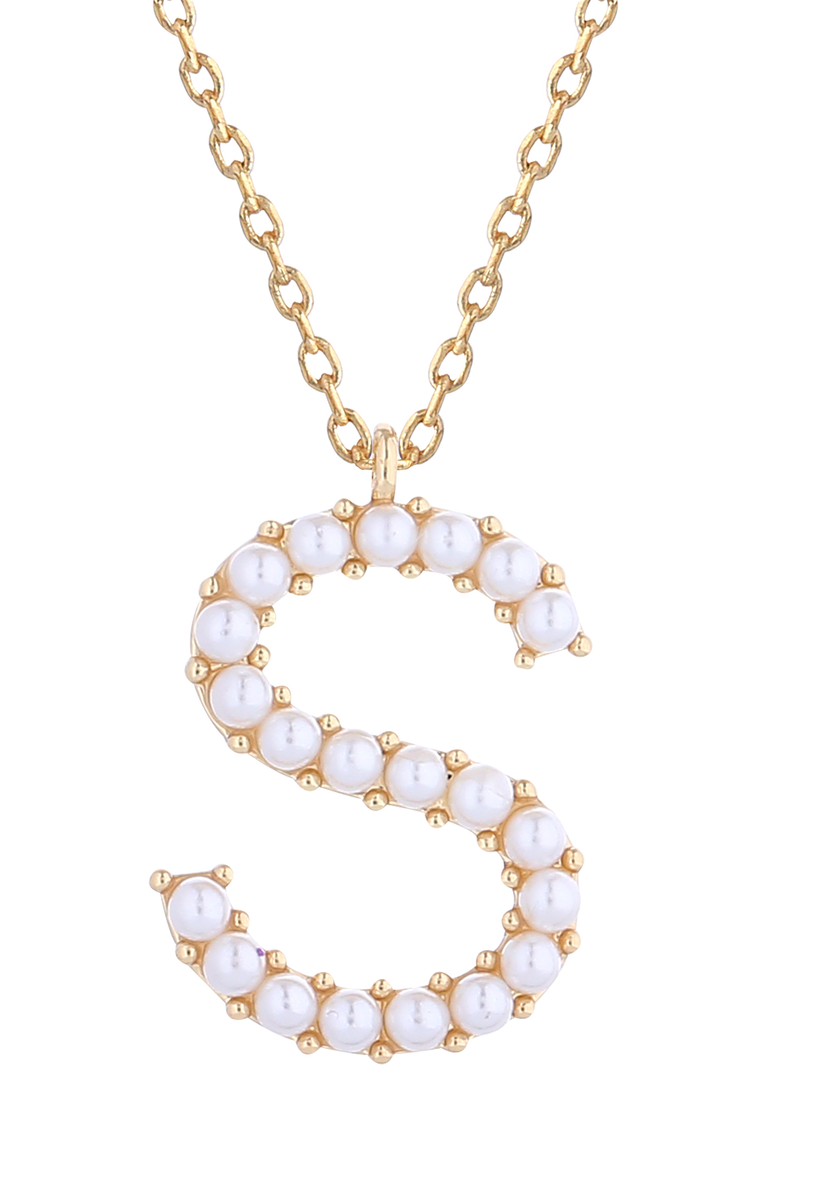 14K Gold Dipped Pearl initial Necklace
