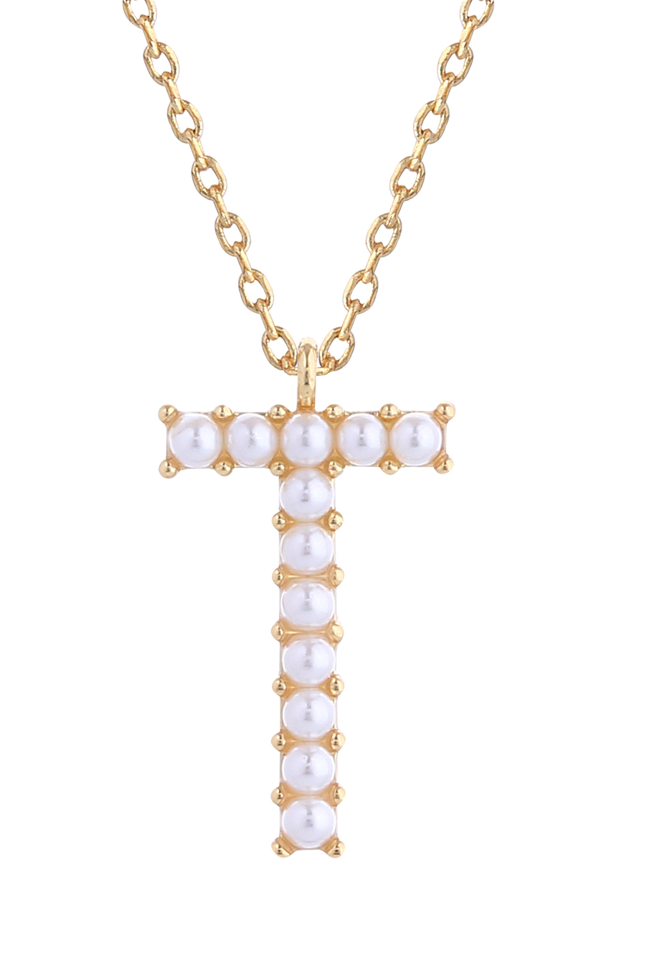 14K Gold Dipped Pearl initial Necklace