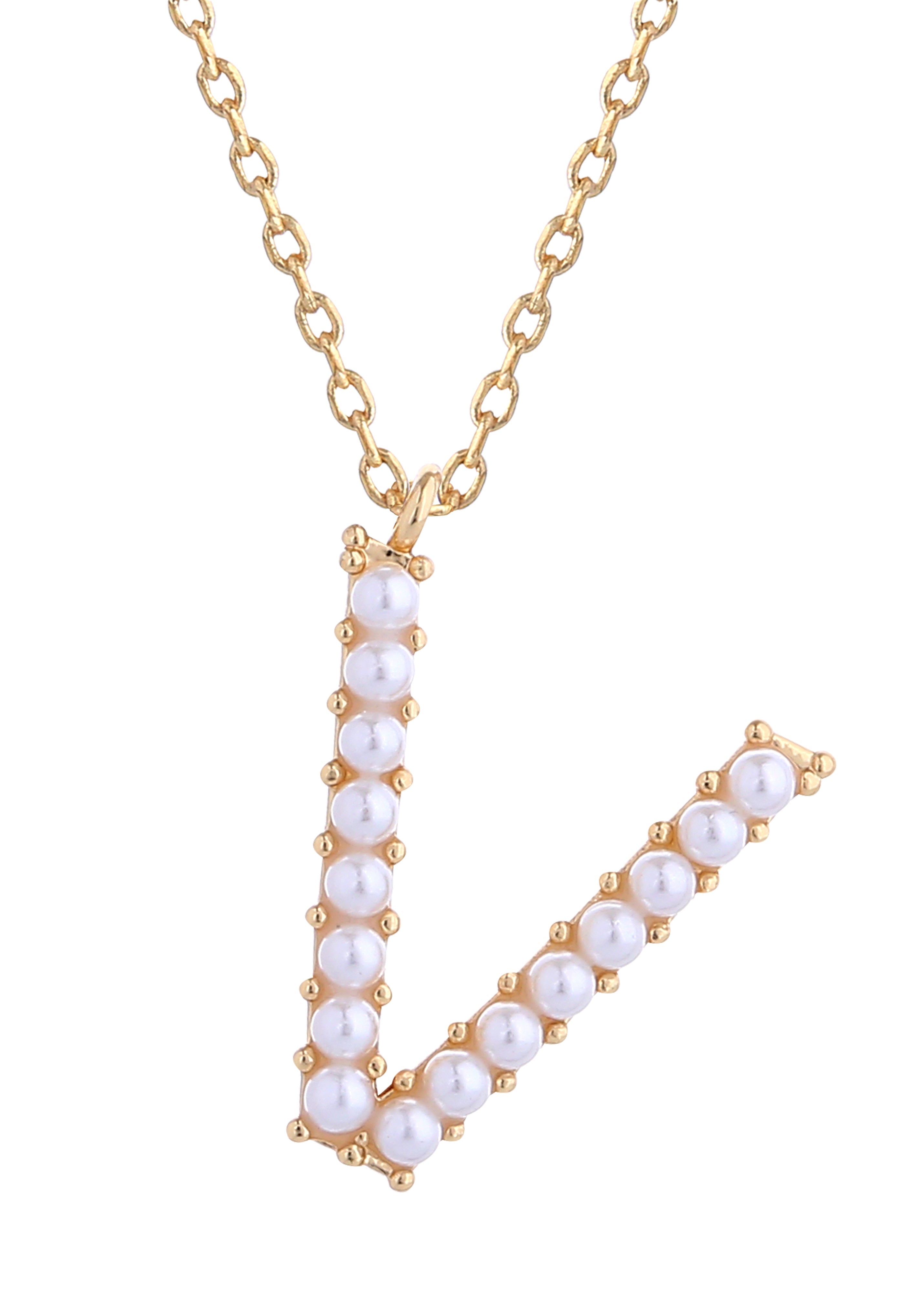 14K Gold Dipped Pearl initial Necklace