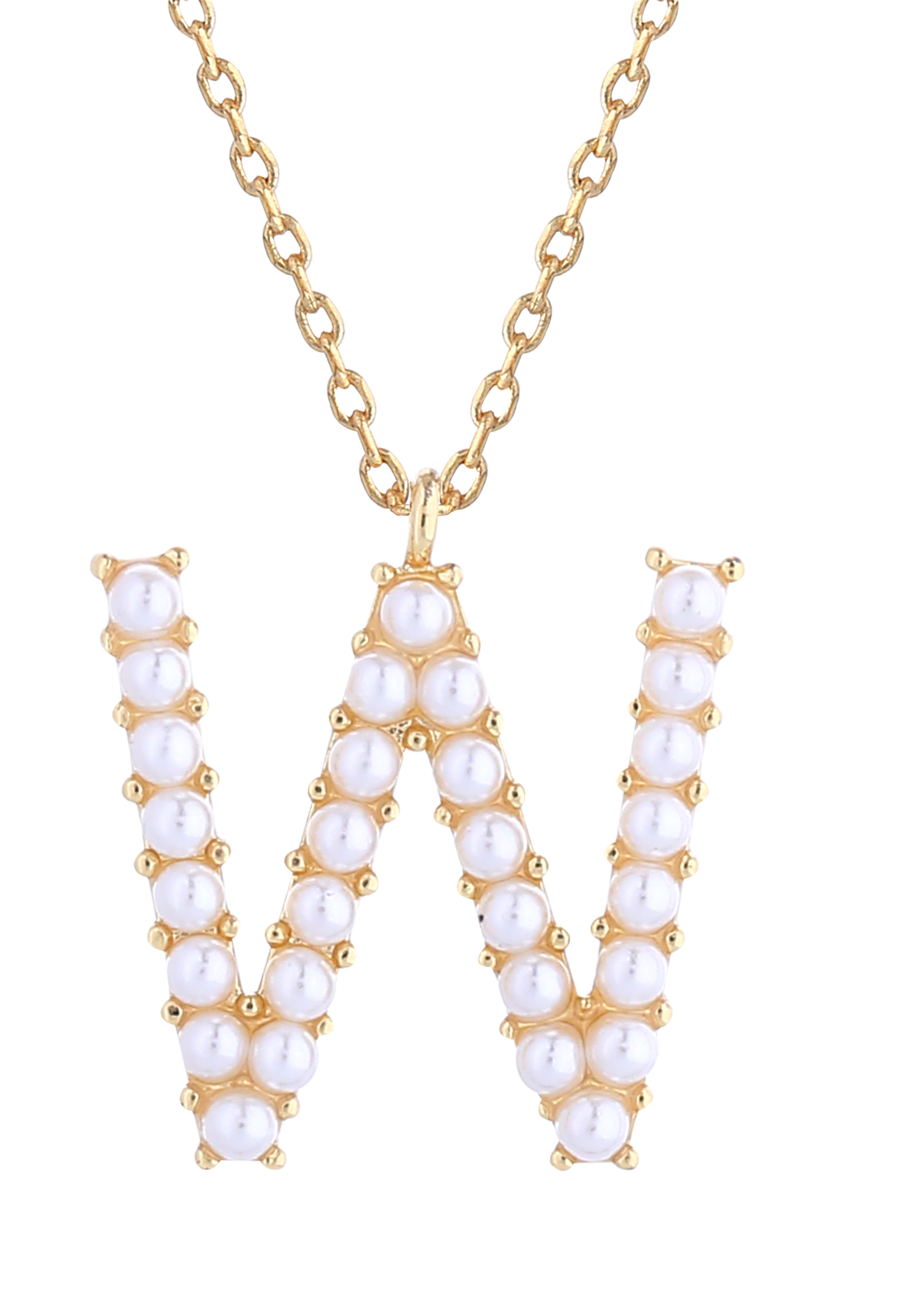 14K Gold Dipped Pearl initial Necklace